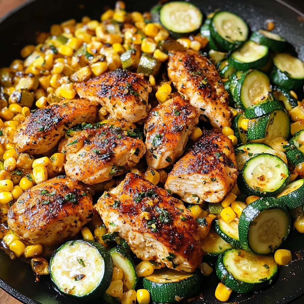 Garlic Butter Chicken with Zucchini and Corn - One-Pan, 30-Minute Meal