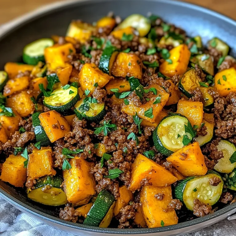 Ground Beef Zucchini Sweet Potato Skillet