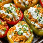 Buffalo Chicken Stuffed Peppers - Dairy Free & Low Carb