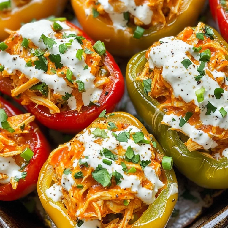 Buffalo Chicken Stuffed Peppers - Dairy Free & Low Carb