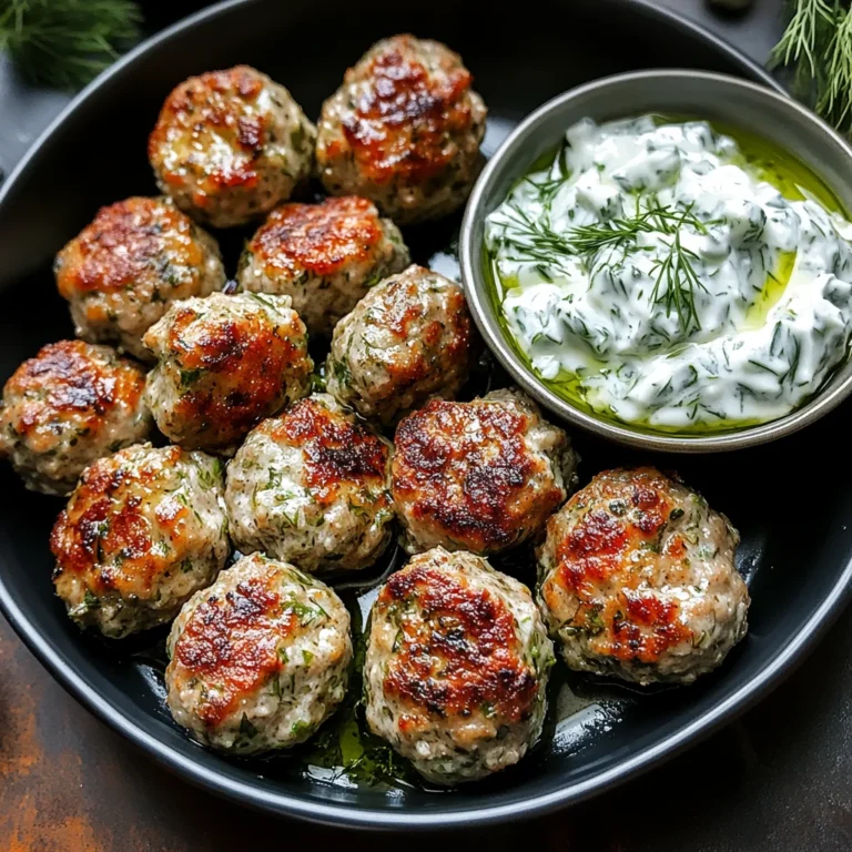 Greek Turkey Meatballs with Tzatziki Sauce 🥙🍖🥒