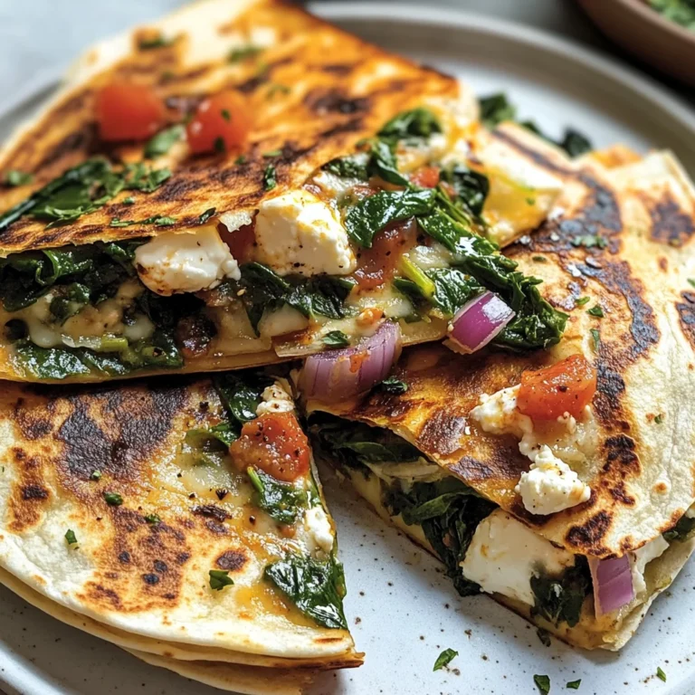 Mediterranean Quesadillas with Spinach, Feta, Mozzarella, and Red Onion