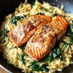 One Skillet Salmon with Lemon Orzo
