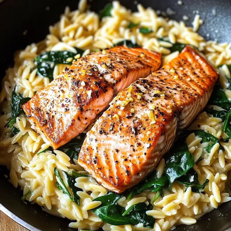 One Skillet Salmon with Lemon Orzo