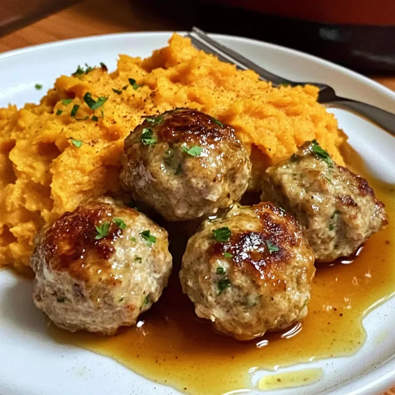 Apple Chicken Meatballs with Spiced Sweet Potatoes