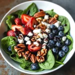 Berry Spinach Salad with Pecans, Feta, and Balsamic Glaze