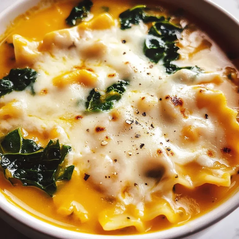 Butternut Squash Lasagna Soup with Kale & Mozzarella