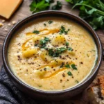 Hearty Cheddar Garlic Herb Potato Soup