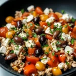 Mediterranean Keto Ground Chicken Skillet with Olives and Feta