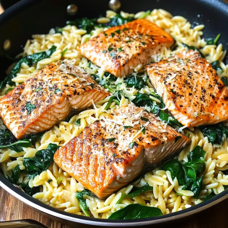 One Skillet Salmon with Lemon Orzo