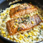 Creamed Corn Orzo with Salmon