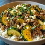 Greek-Style Beef and Zucchini Rice Bowl