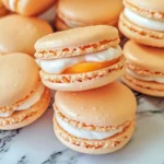 Peach Macarons with Fresh Peaches and Cream