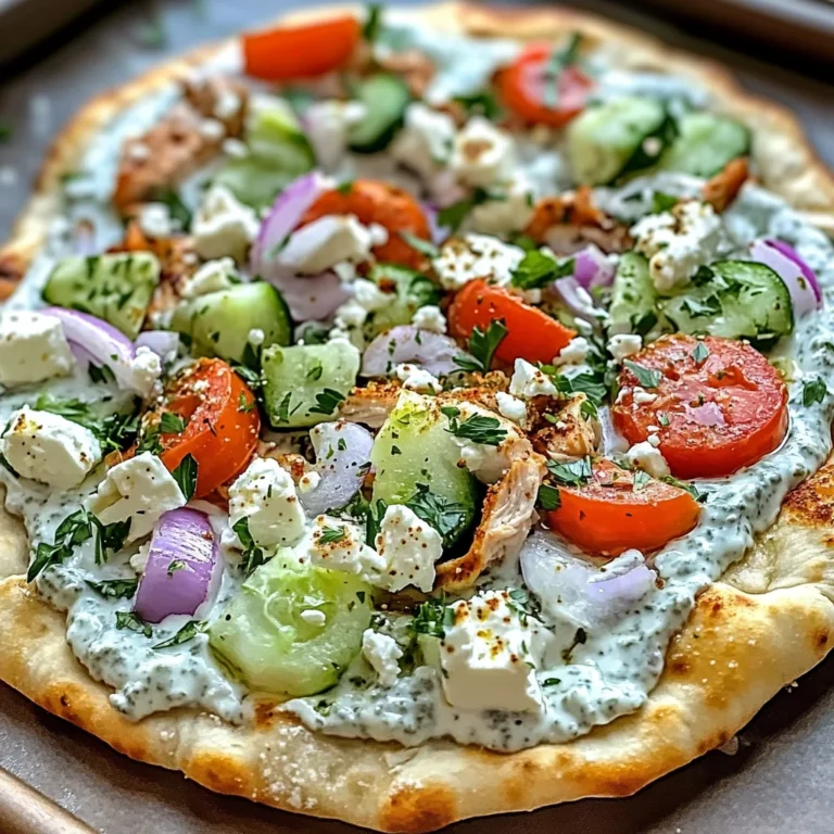pizza topped with tzatziki sauce